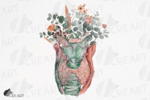 Blush Floral Eucalyptus Larynx Thyroid Graphics