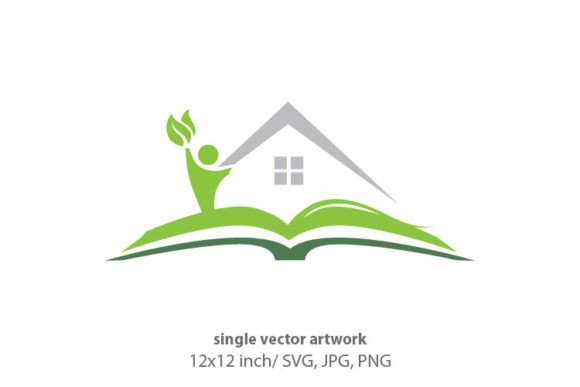 Book, Abstract Person and Green Leaf Graphics & Icons