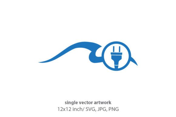 Cable Plug and Abstract Blue Waves