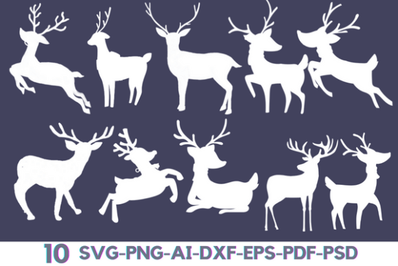 Christmas Deer Silhouette Bundle
