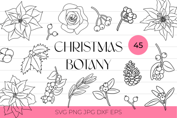 Christmas Flowers SVG Set Cut Files: Graphics for Crafts