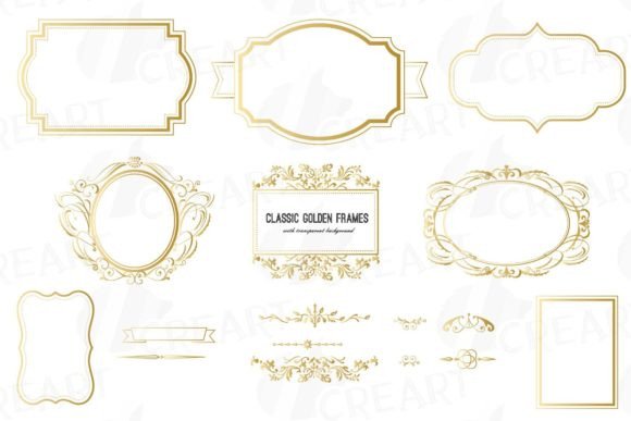 Classic Golden Frames, Borders, Swirs: Graphics & Print Templates