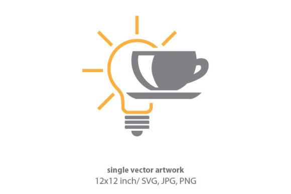 Cup of Coffee with Light Bulb Graphics & Icons