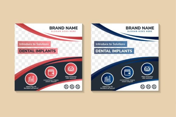 Dental Implants Square Banner: Modern Graphics for Brand-Ready Templates