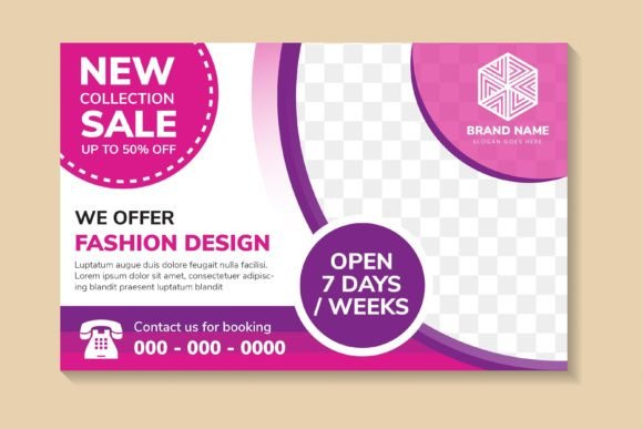 Fashion Design Horizontal Flyer Pink: Graphics & Print Templates