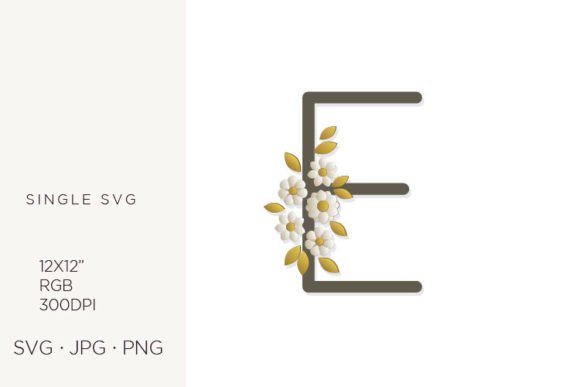 Floral Monogram, Flowers, Letter E: Graphics & Icons