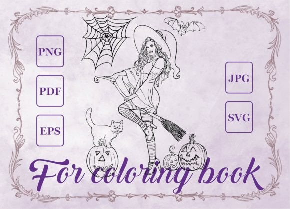 Girl Broom Adult Coloring Book: Graphics & Coloring Pages