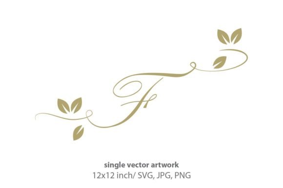 Gold Leaf, Autumn Script Letter F Graphics & Icons