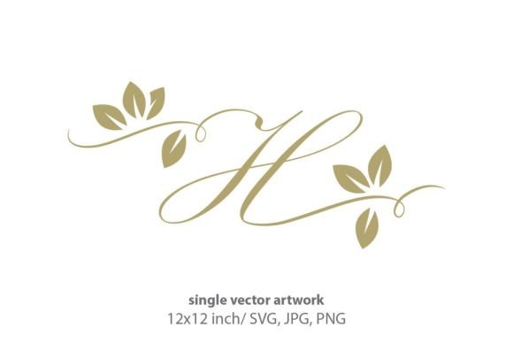 Gold Leaf, Autumn Script Letter H Graphics & Icons