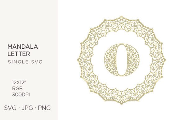 Golden Floral Mandala Frame, Letter O: Icons & Graphics