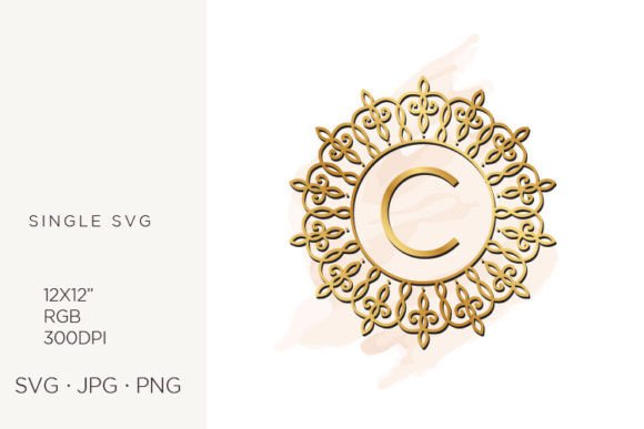 Golden Ornamental Monogram Letter C Graphics & Icons