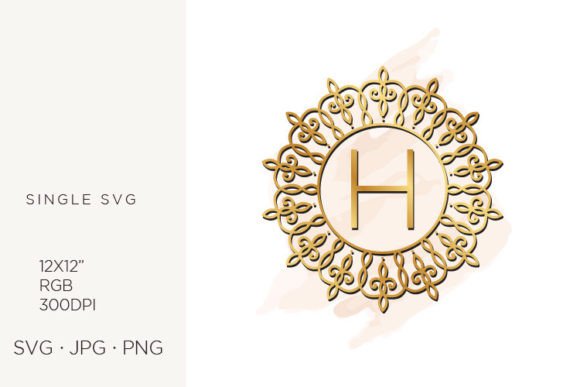 Golden Ornamental Monogram Letter H Graphics & Icons