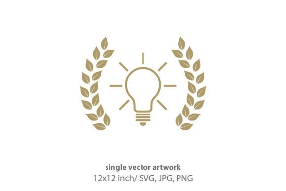Light Bulb with Laurel Wreath: Icons & Graphics for Thoughtful Branding