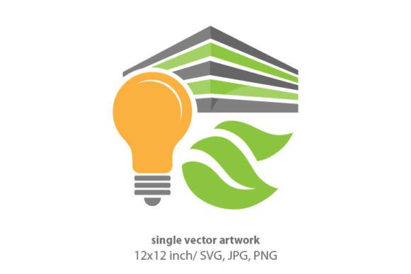 Light Bulb with Leaves and Building
