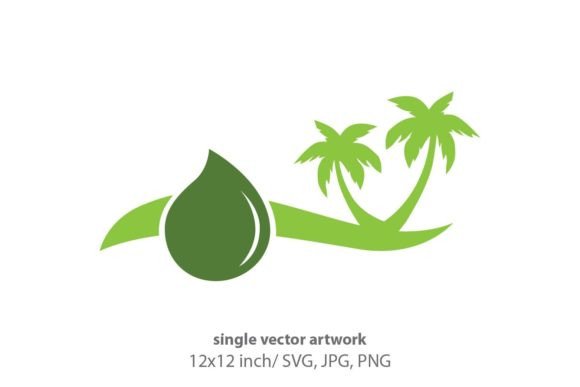 Palms and Green Oil Drop Logo Icon: Graphics & Icons for Natural Branding
