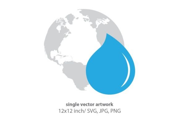 Planet Earth and Blue Water Drop, Vector