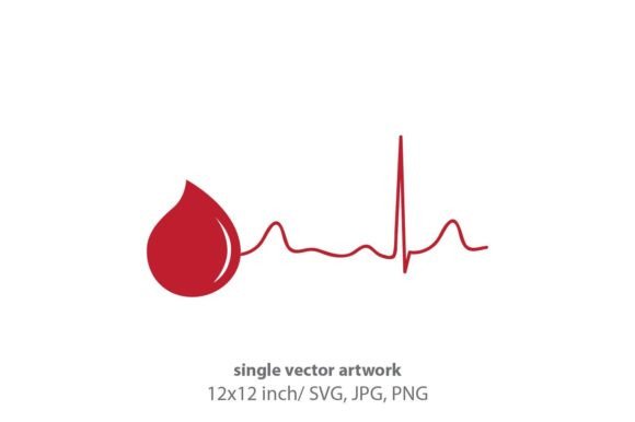 Red Blood Drop and Cardiogram Line