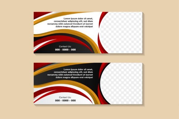 Red Gold Horizontal Banner Abstract