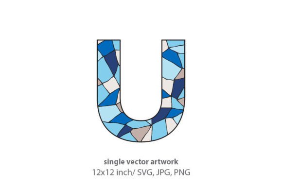 Stained Glass Pattern Inside Letter U Graphics & Icons