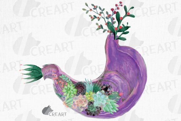 Succulent Cactus Stomach Art: Graphics & Print Templates