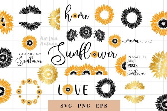 Sunflowers SVG Sublimations Collection: Graphics for Print Templates