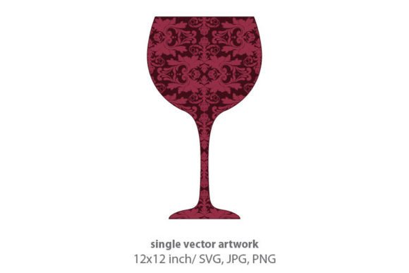 Wine Glass, Damask Pattern Graphics & Icons