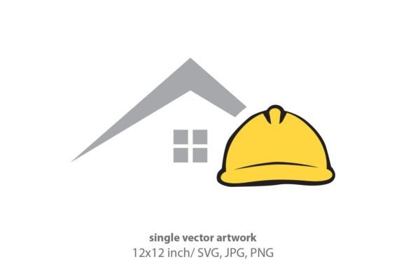 Yellow Hard Hat with Abstract Building Icons & Graphics